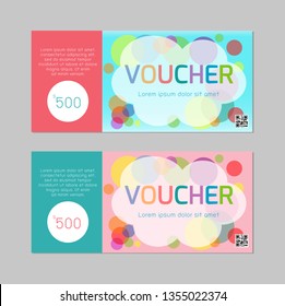 Gift voucher template with colorful pattern,cute gift voucher certificate coupon design template, kids voucher Vector illustration