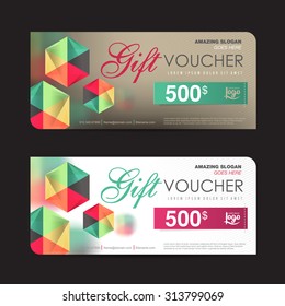Gift voucher template with colorful pattern,cute gift voucher certificate coupon design template,Collection gift certificate business card banner calling card poster,Vector illustration