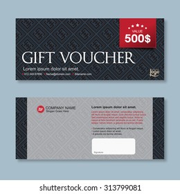 Gift voucher template with colorful pattern,cute gift voucher certificate coupon design template,Collection gift certificate business card banner calling card poster,Vector illustration