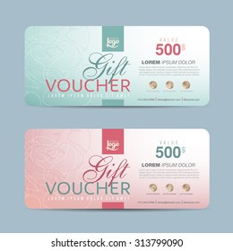 Gift voucher template with colorful pattern,cute gift voucher certificate coupon design template,Collection gift certificate business card banner calling card poster,Vector illustration