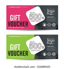 Gift voucher template with colorful pattern,cute gift voucher certificate coupon design template,Collection gift certificate business card banner calling card poster,Vector illustration