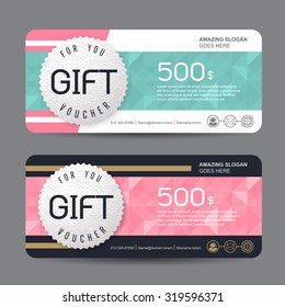 Gift voucher template with colorful pattern,cute gift voucher certificate coupon design template,Collection gift certificate business card banner calling card poster,Vector illustration