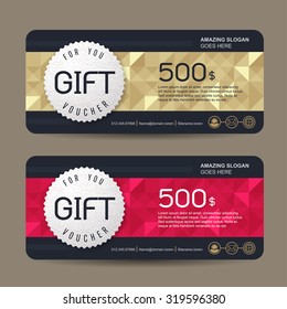 Gift voucher template with colorful pattern,cute gift voucher certificate coupon design template,Collection gift certificate business card banner calling card poster,Vector illustration