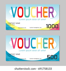 Gift voucher template with colorful pattern,cute gift voucher certificate coupon design template,  Vector illustration