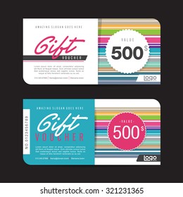 Gift voucher template with colorful pattern,Vector illustration