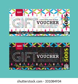 Gift voucher template with colorful pattern,Vector illustration