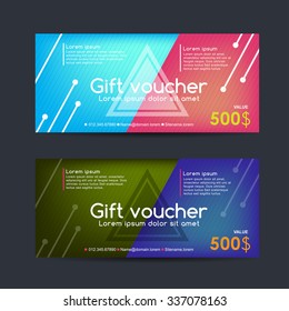 Gift voucher template with colorful pattern,Vector illustration