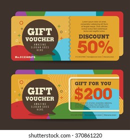 Gift voucher template with colorful pattern,Vector illustration