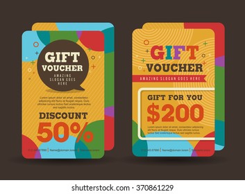 Gift voucher template with colorful pattern,Vector illustration