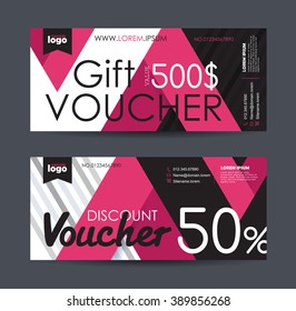 Gift voucher template with colorful pattern,Vector illustration