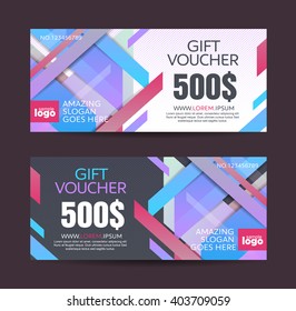 Gift voucher template with colorful pattern,Vector illustration