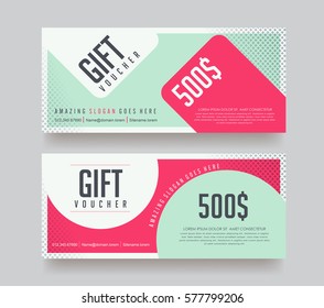 Gift voucher template with colorful pattern,Vector illustration