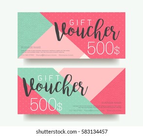 Gift voucher template with colorful pattern,Vector illustration