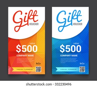 Gift voucher template with colorful triangle backgroud, certificate coupon design template