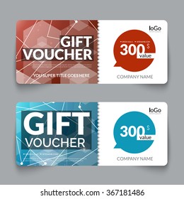 Gift Voucher Template with Colorful Triangle Backgroud, Certificate Coupon Design Template.
