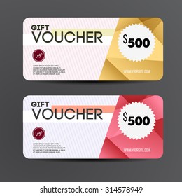 Gift voucher template. Coupon design. Vector illustration.