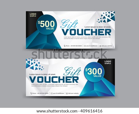 Gift Voucher Template Coupon Designticketpolygon Background Stock