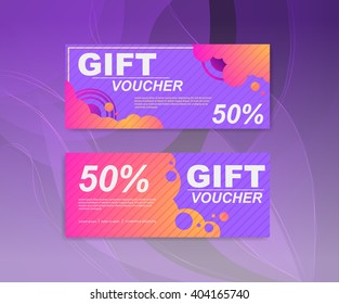 Gift voucher template. cute gift voucher certificate coupon design. Design usable for gift coupon, voucher, invitation, certificate, diploma, ticket . Vector illustration