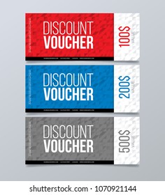 Gift voucher template design and abstract geometric background.