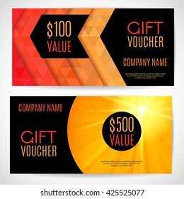 Gift voucher template design. Gift card or coupon vector template. 