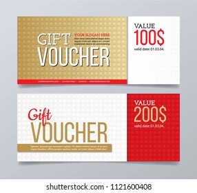 Gift voucher template design and geometric pattern background.