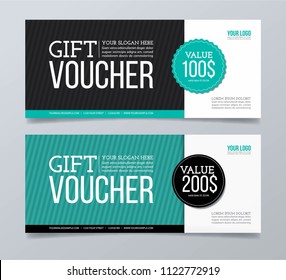 Gift voucher template design and geometric pattern background.