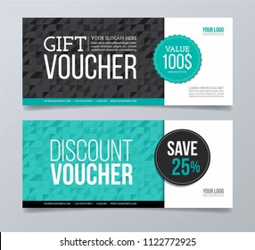 Gift voucher template design and geometric pattern background.