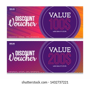 Gift voucher template design with modern abstract colorful 
background.