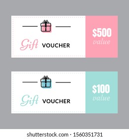 Gift voucher template design. vector illustration.