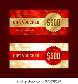 Gift Voucher Template Design and Vintage Style vector illustration. Voucher Vector, Voucher Template, Gift Card, Coupon Template, Gift Certificate, Vintage Ornament.