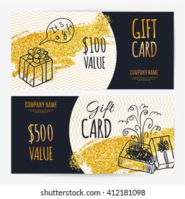 Gift voucher template. Discount voucher. Gift certificate, coupon or flyer template. Vector illustration