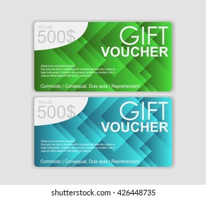 Gift voucher template. Discount voucher template with clean and modern design and place for your business related photos. Vector illustration.