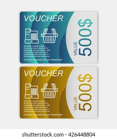 Gift voucher template. Discount voucher template with clean and modern design and place for your business related photos. Vector illustration.