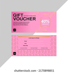 a gift voucher template for discounts. The pink card theme and floral outline background will add a cherry blossom-like feel