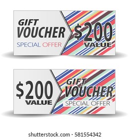 Gift voucher template with elements of trendy patterns 2017