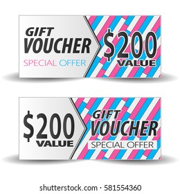 Gift voucher template with elements of trendy patterns 2017