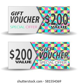 Gift voucher template with elements of trendy patterns 2017