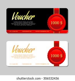 Gift voucher template, Voucher template with floral pattern, border, red and gold bow , Voucher template with premium pattern, Gift voucher template with clean and modern pattern. 