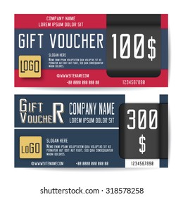 Gift Voucher Template. Flyer Simple Design Layout. Vector Illustration.