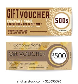 Gift Voucher Template. Flyer Simple Design Layout. Vector Illustration.