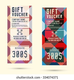 Gift Voucher Template. Flyer Simple Design Layout. Vector Illustration.