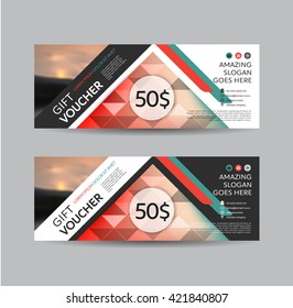 Gift voucher template with geometric shape pattern,Vector illustration