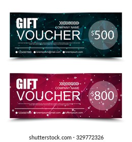 Gift voucher template with geometrical pattern vector design