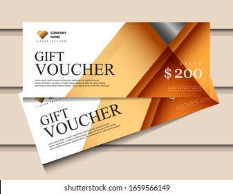 Geschenkgutscheine mit glänzenden Gold-Luxuselementen. Vektorillustration. Design für Einladung, Zertifikat, Gutschein, Ticket, Gutschein.