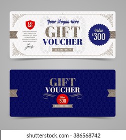 Gift voucher template with glitter silver, Vector illustration, Design for  invitation, certificate, gift coupon, ticket, voucher, diploma etc.