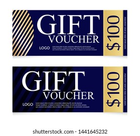 Gift voucher template with gold blue. Can used for label, certificate, card, gift, coupon, voucher
