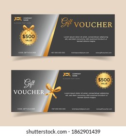 Gift voucher template with golden luxury elements