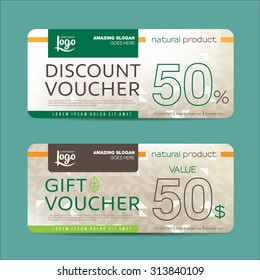 Gift voucher template with green pattern,cute gift voucher certificate coupon design template,Collection gift certificate business card banner calling card poster,Vector illustration