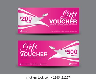 Gift Voucher template layout, business flyer design, pink coupon, ticket, Discount card, banner vector illustration, Valentine's Day sale banner