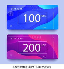 
Gift voucher template with liquid fluid gradient. Can use for backgrounds, infographics, hero images. Flat modern vector illustration.